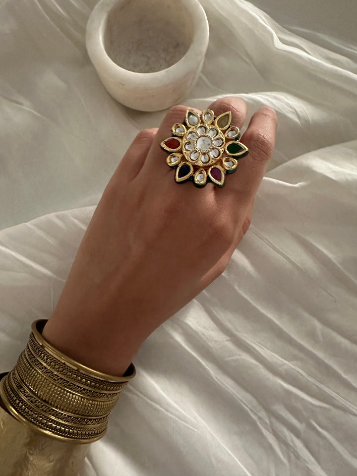 Navratan Motif Ring