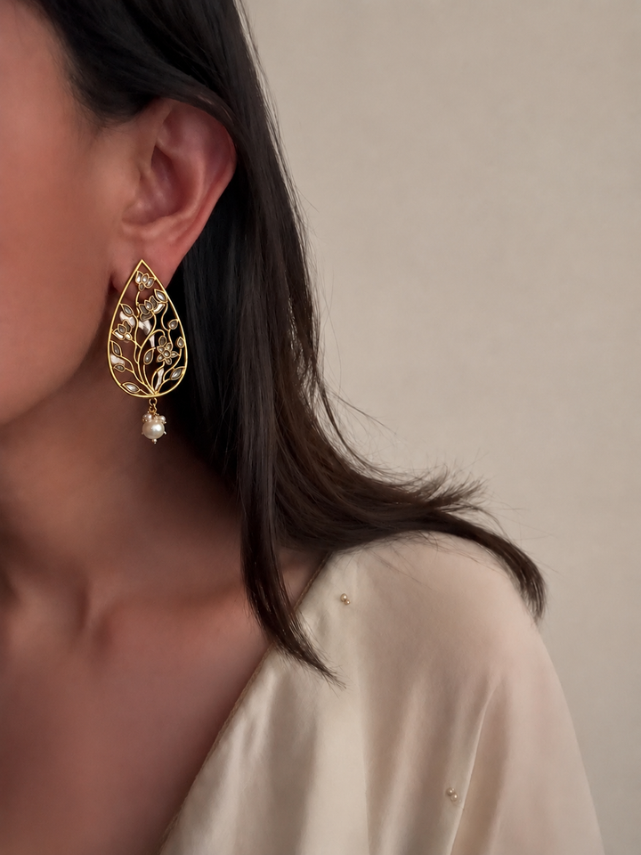 Jadau leaf earrings