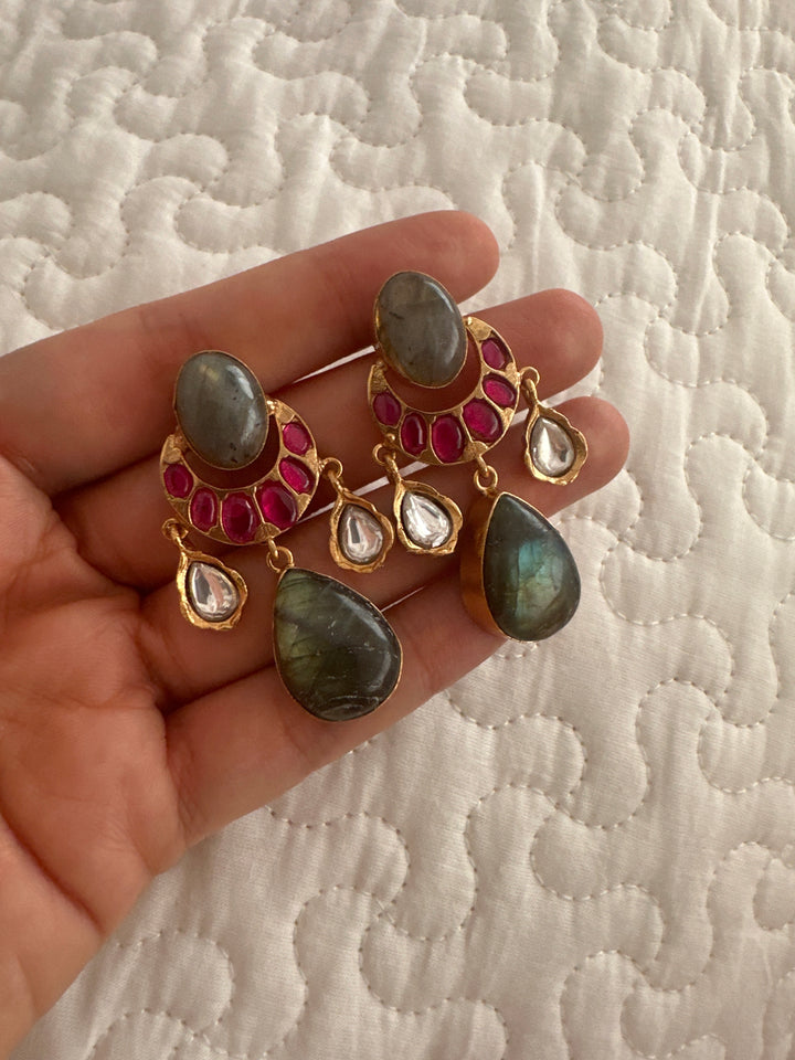 Prehnite chand earrings