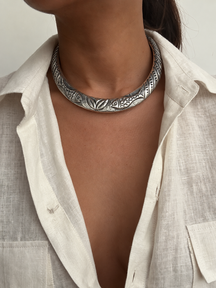 Fish Lotus Hasli Necklace