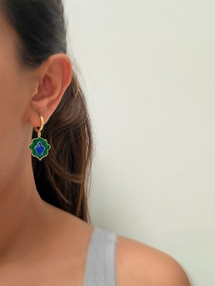 Jaiour art deco green earrings
