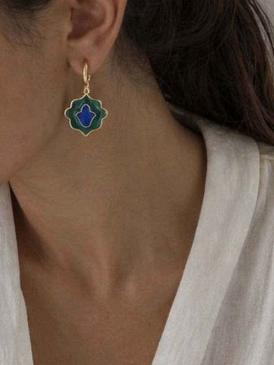 Jaiour art deco green earrings