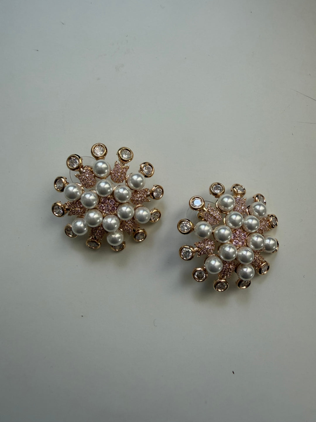 Pearl coral stud earrings