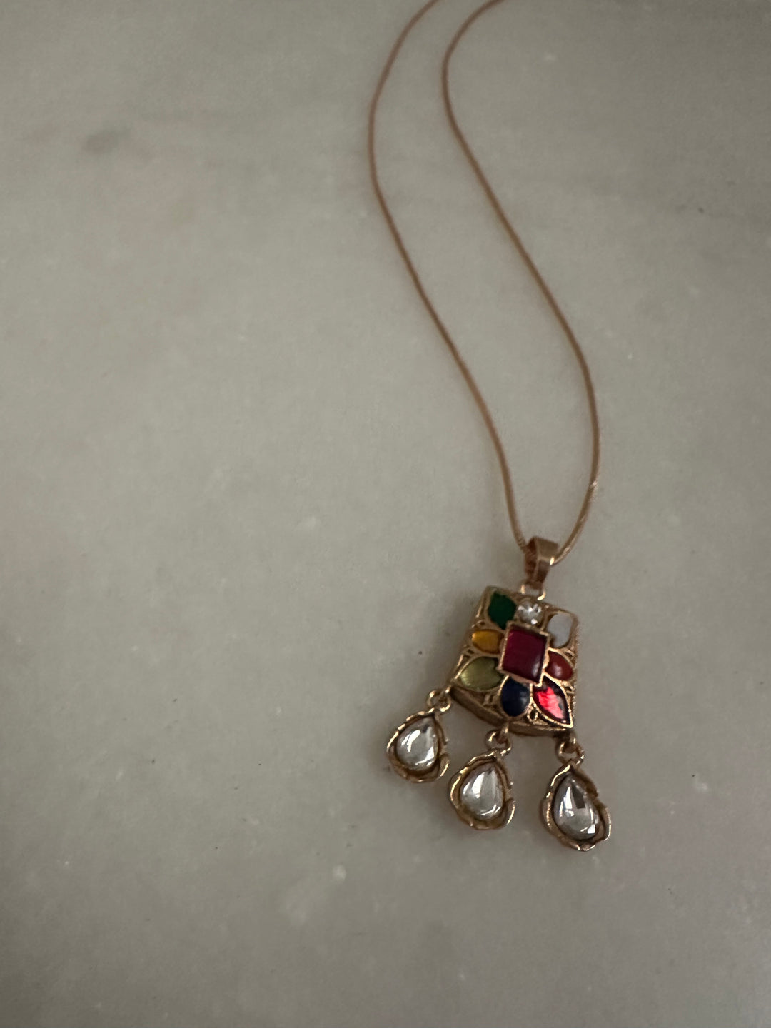 Navratan charm necklace