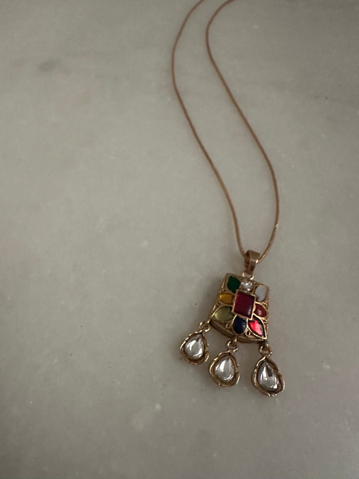 Navratan charm necklace