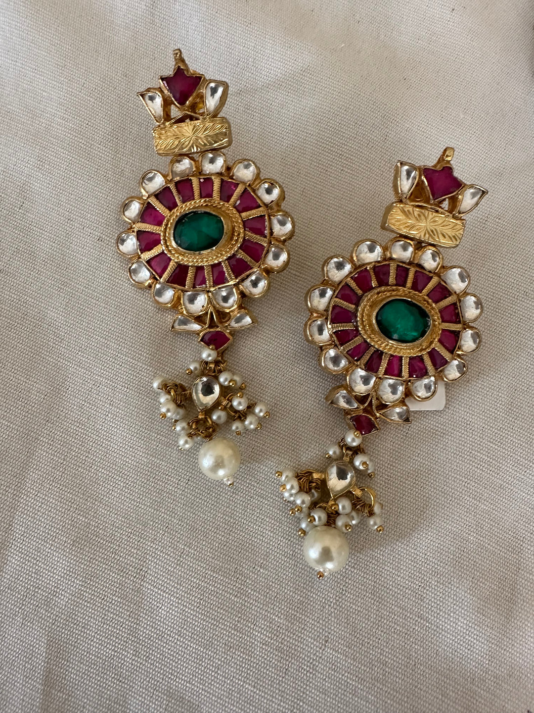 Pink Kundan Earrings