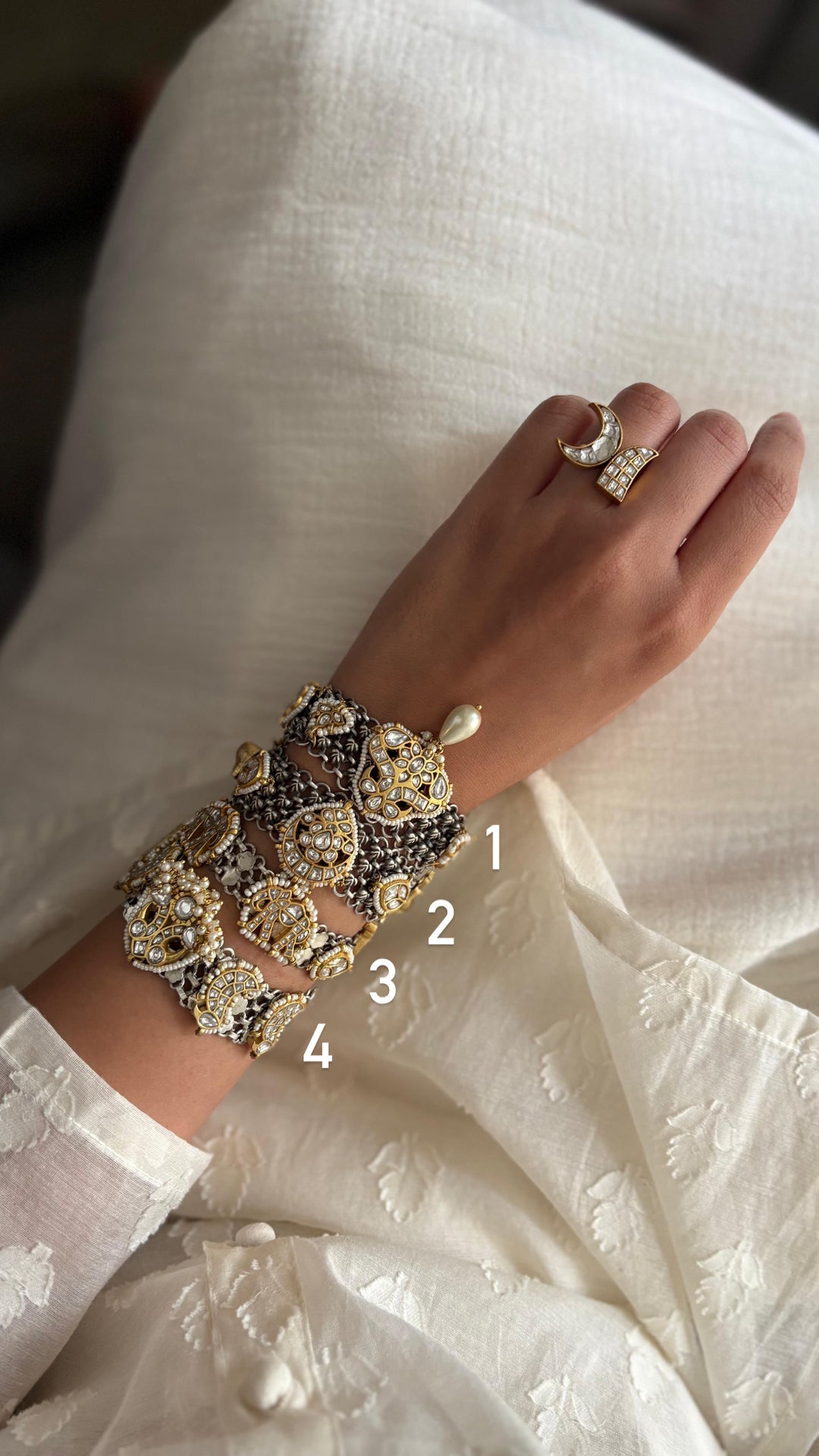 Tanjore bombay silver bracelet