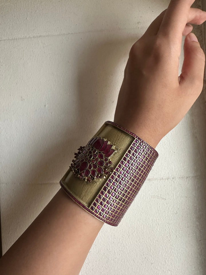Lotus ruby cuff bracelet