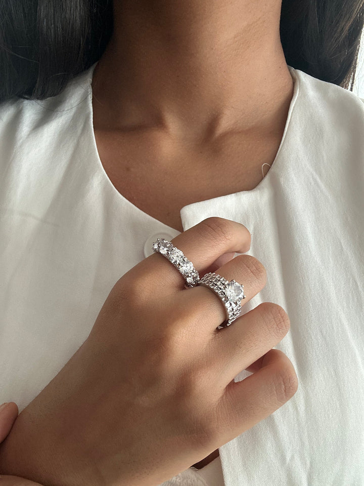 Trio stack diamond ring