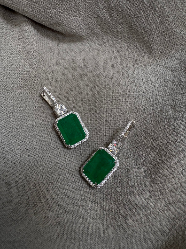 Emerald square earrings