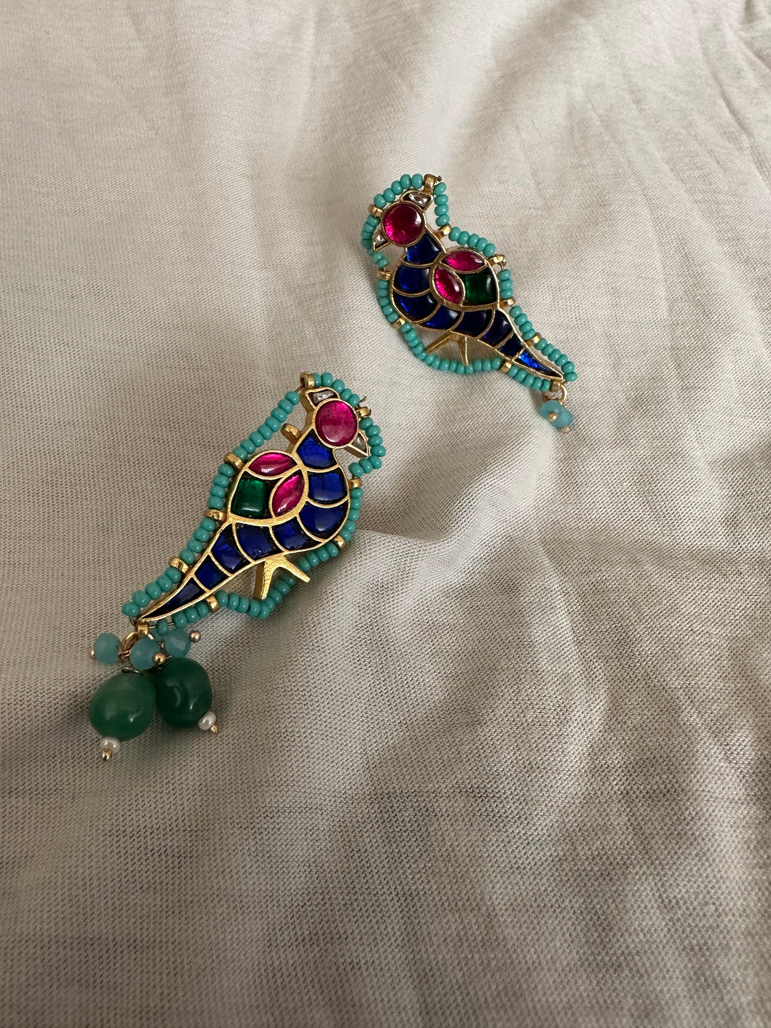 Parrot Tanjore Earrings