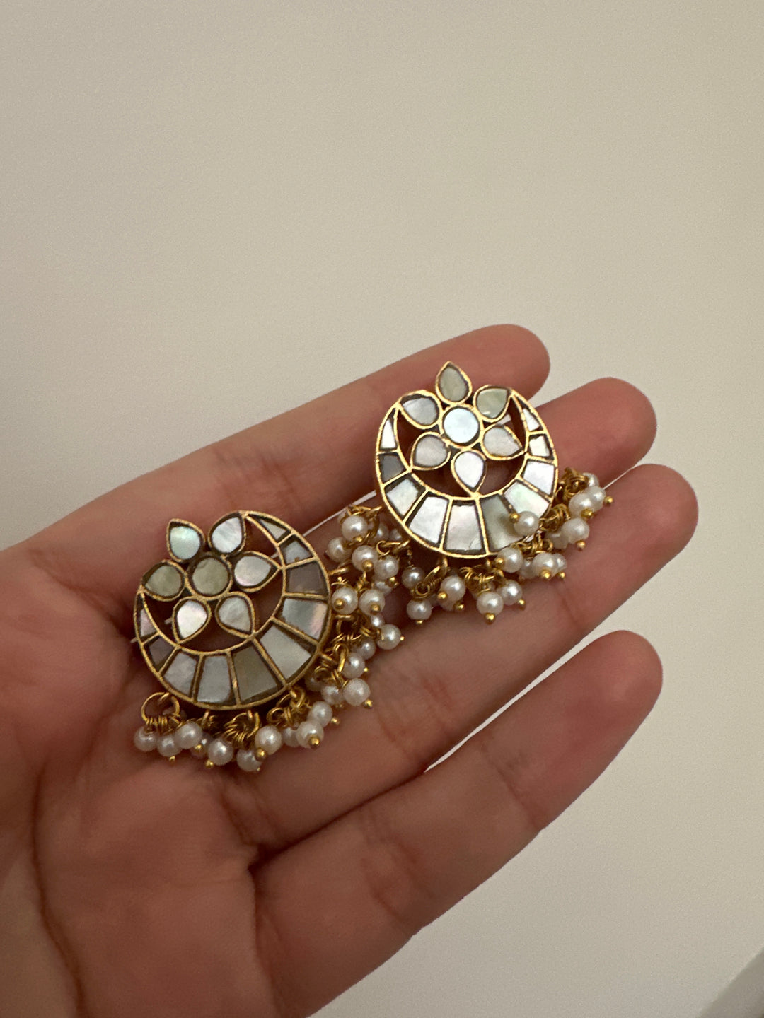 Mop chand motif earrings