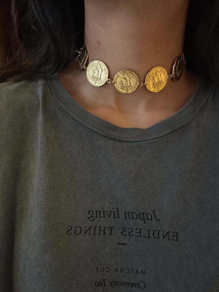 Ele coin choker necklace