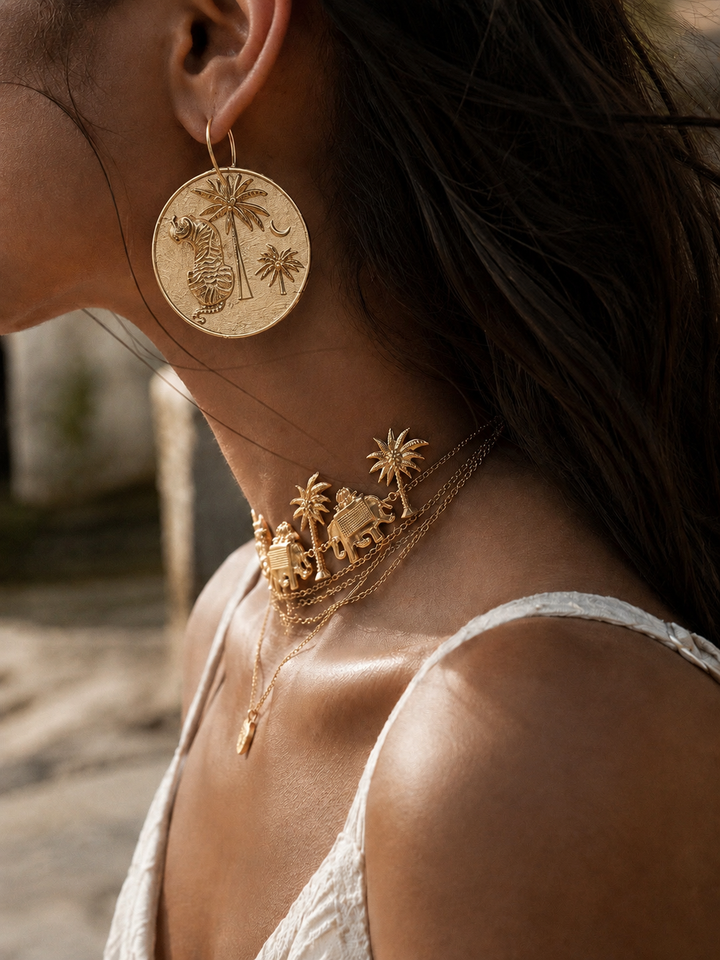 Majestic tiger coin earrings
