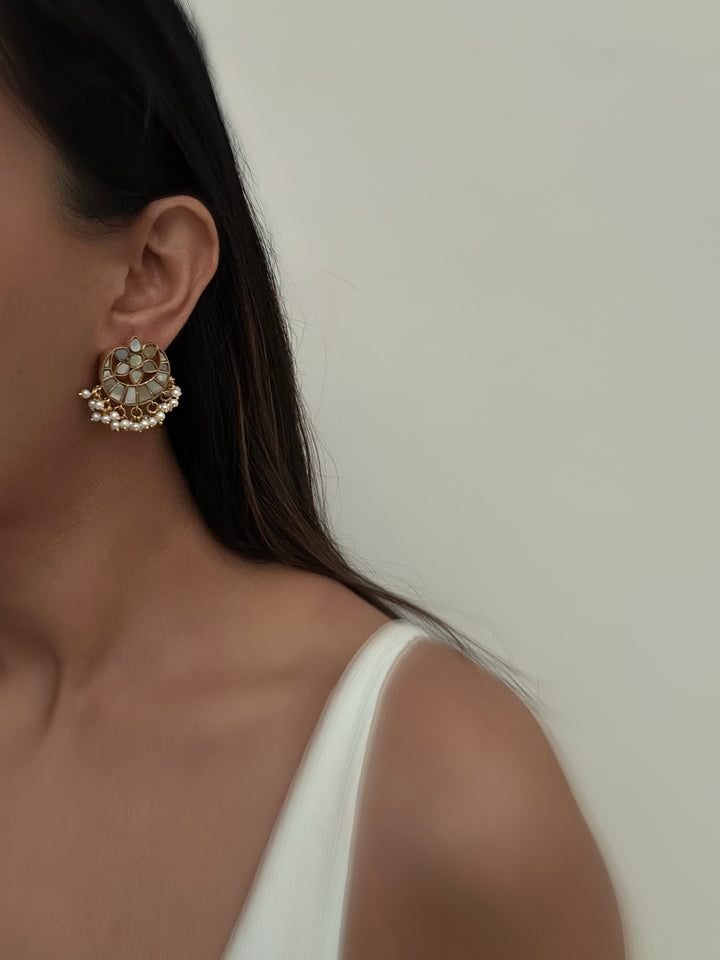 Mop chand motif earrings