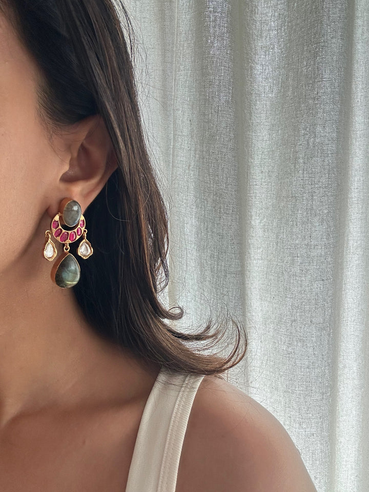 Prehnite chand earrings