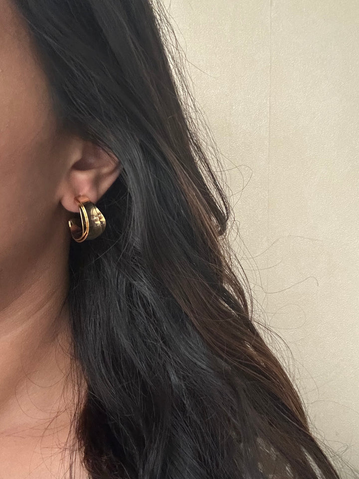 Naila three layer hoop earrinhs