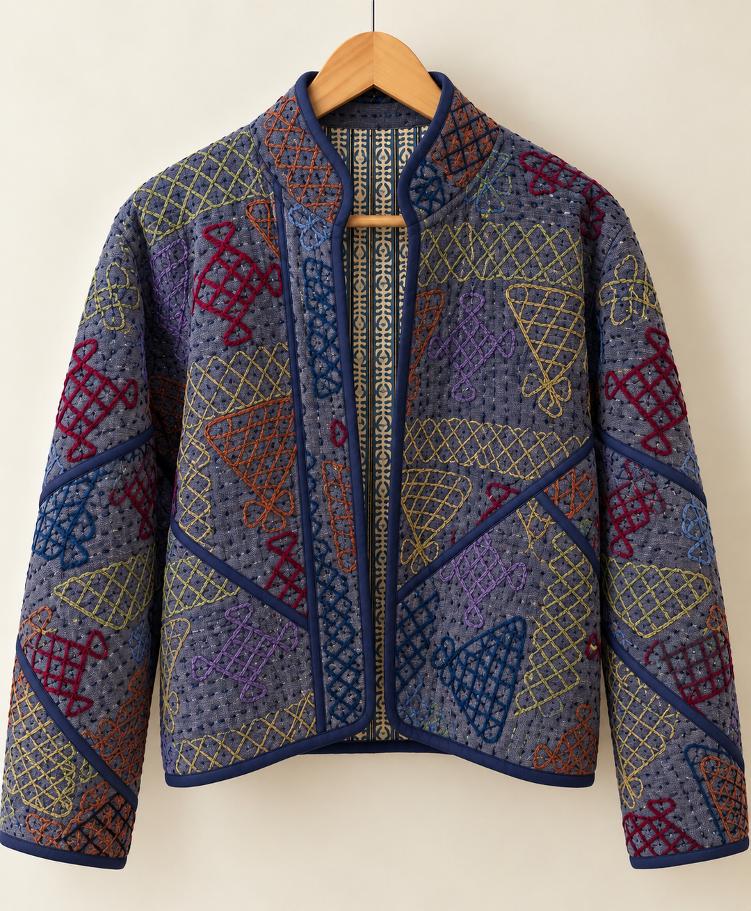 Embroidered katha work jacket