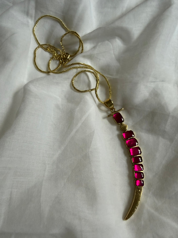 Crescent sword pink necklace