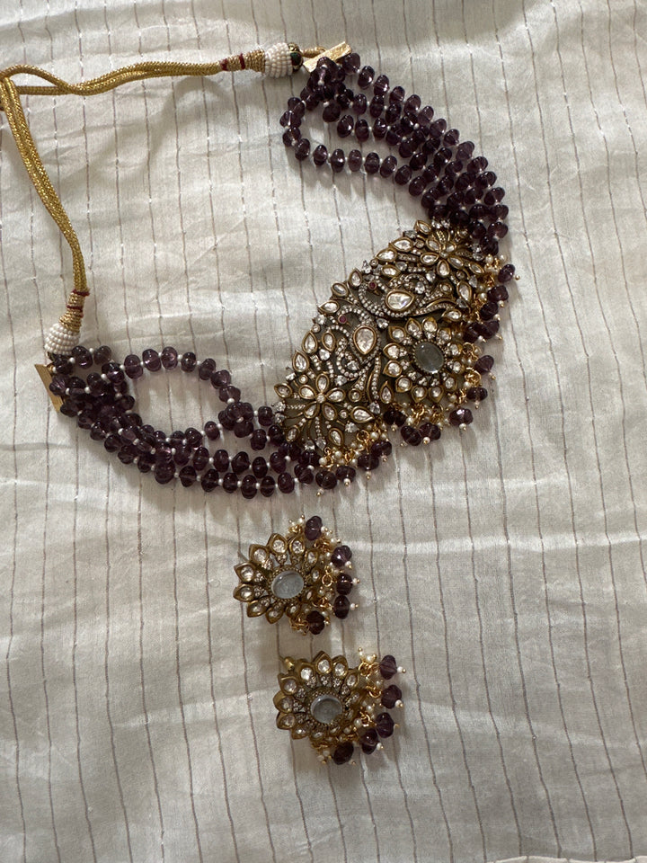 Peony Green Choker Necklace Set