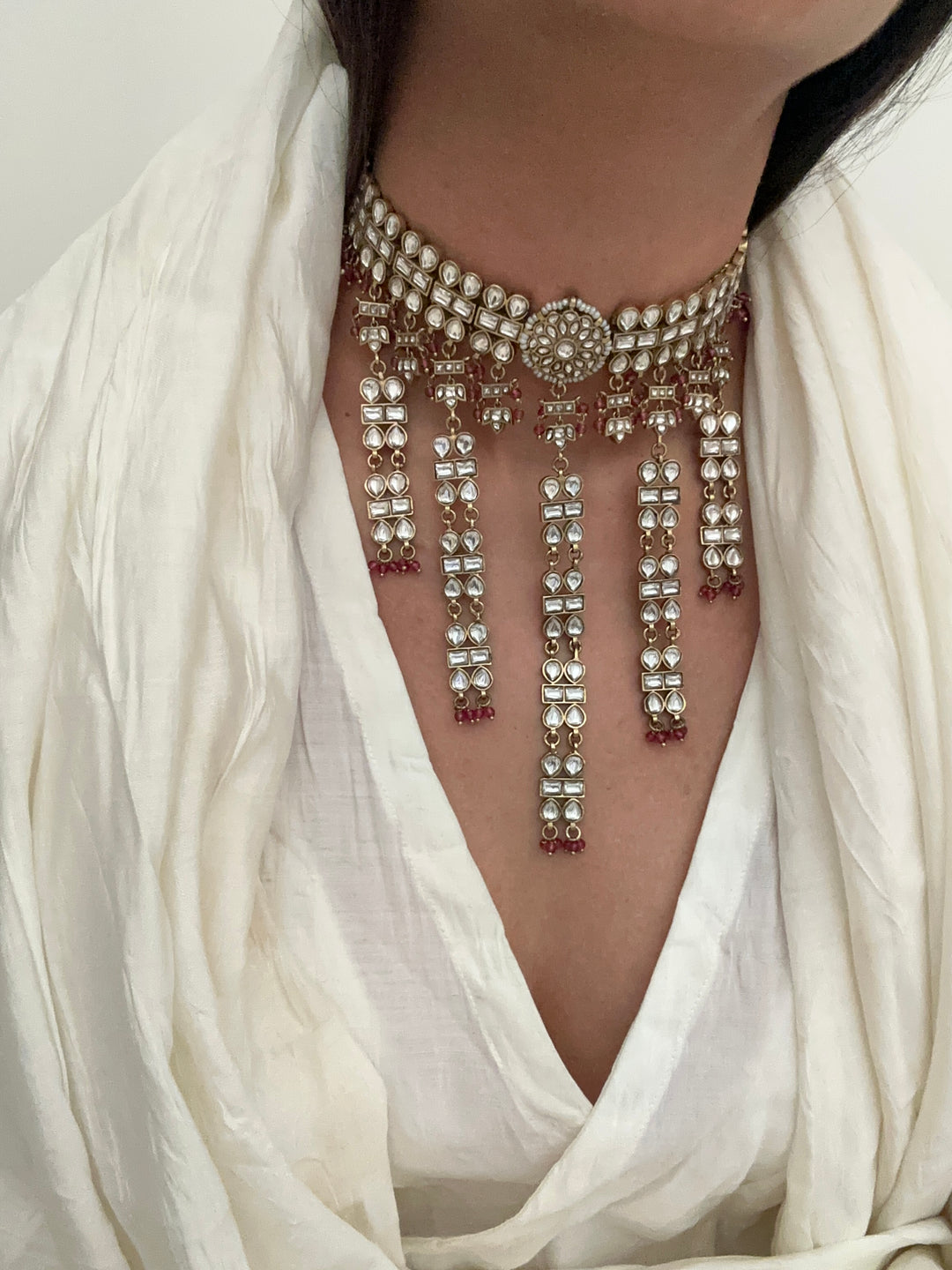 Makhili red necklace set