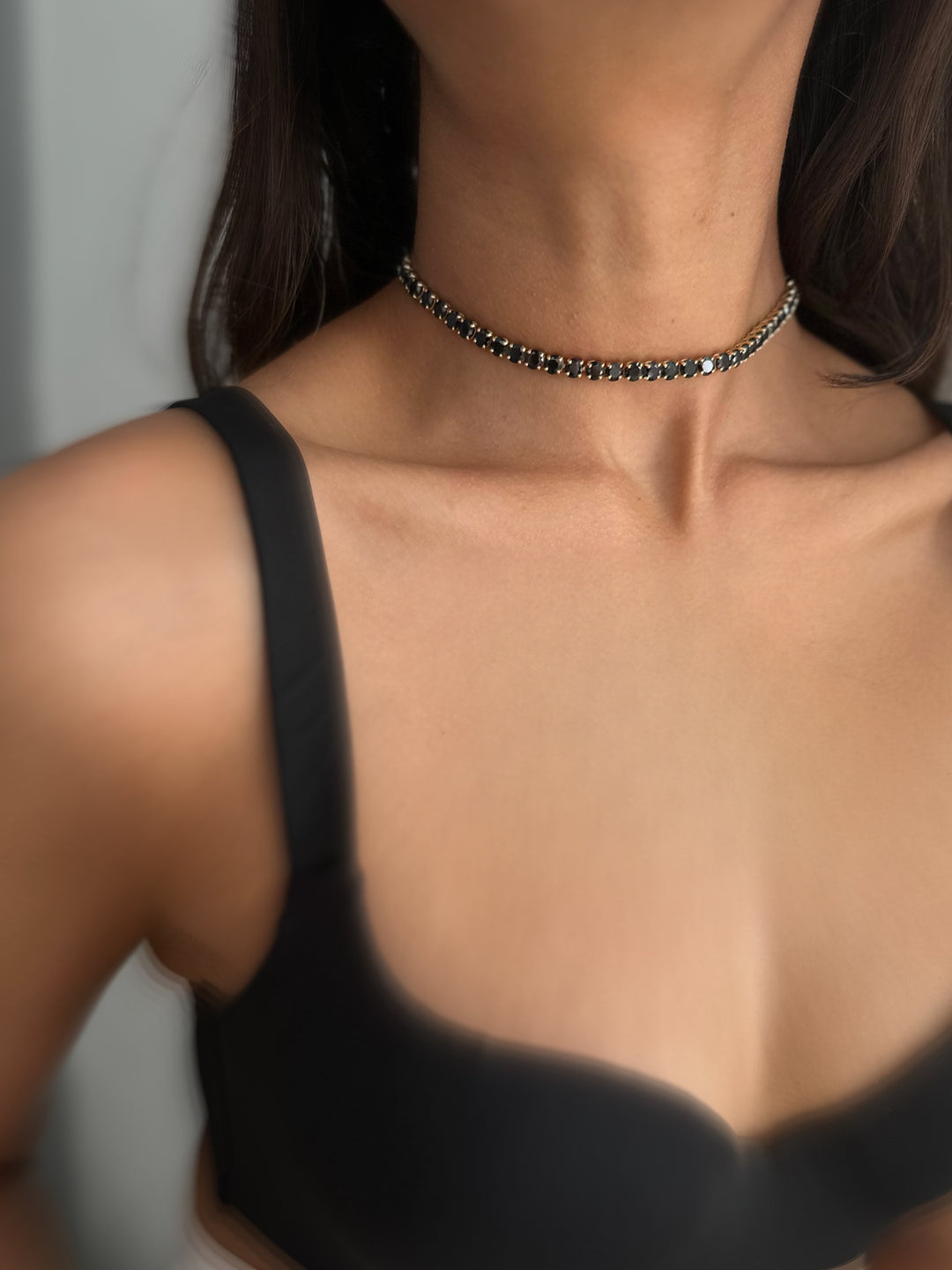 Black Diamond Choker Necklace - Main Image