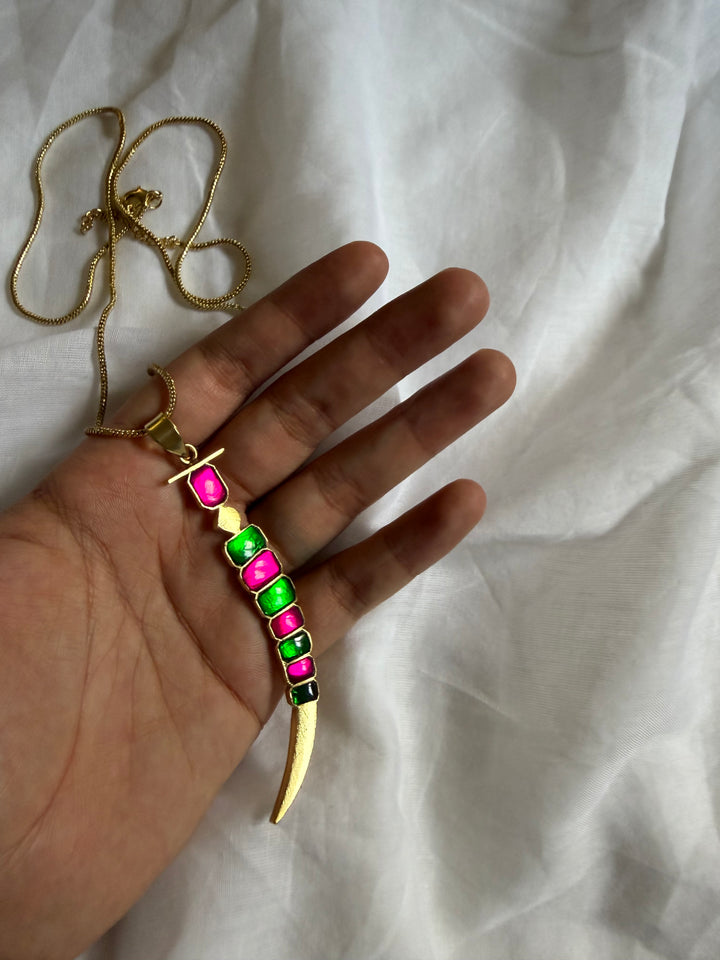 Crescent sword paan necklace
