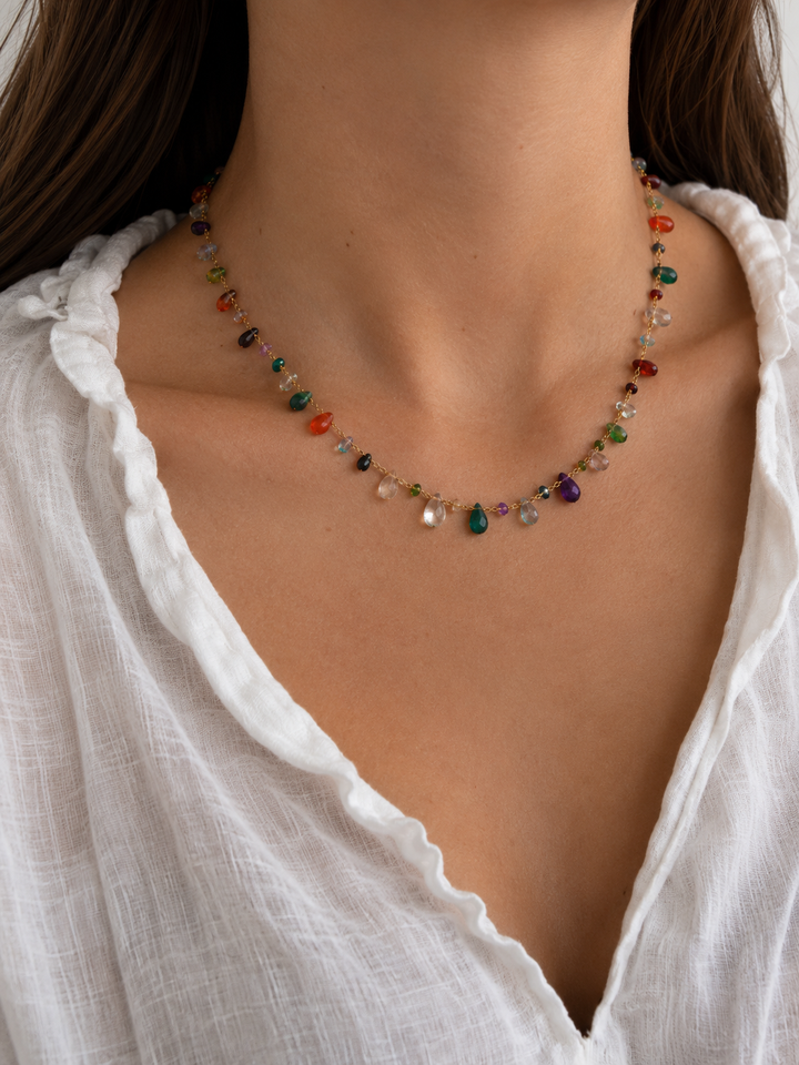 Sunset colored gemstone necklace