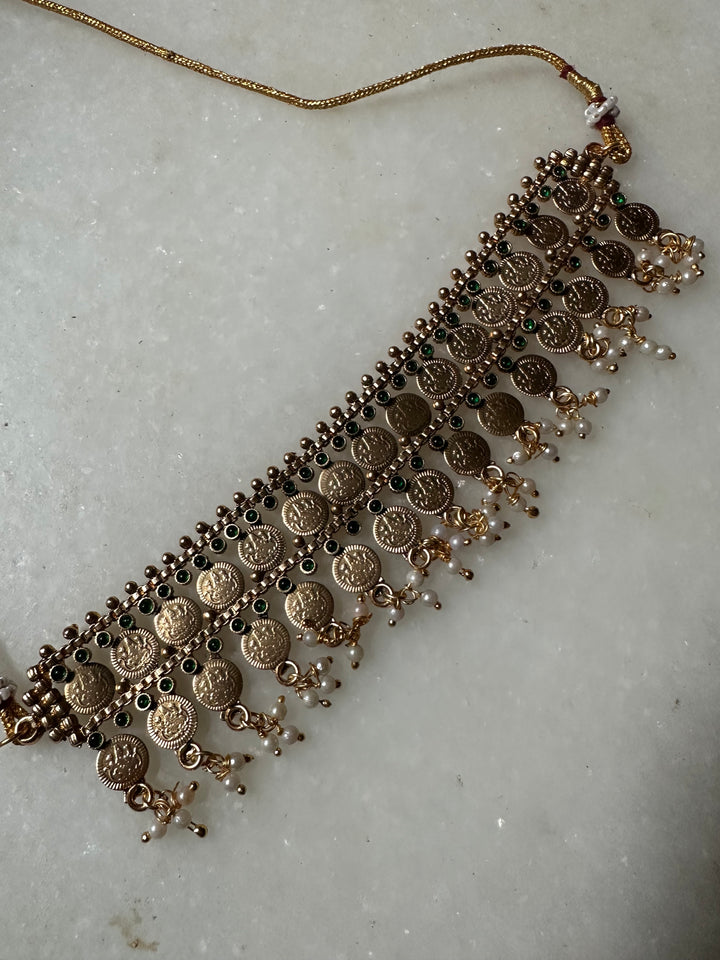 Sona coin choker necklace set