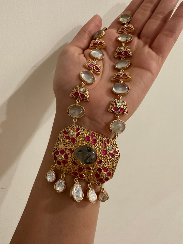 Nizam batti prehnite necklace