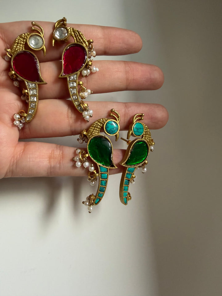Parrot jadau earring