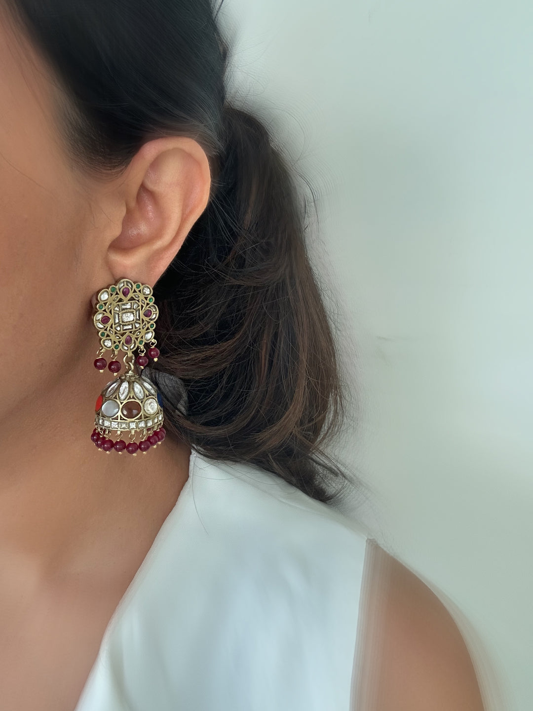 Navratan jhumki earrings