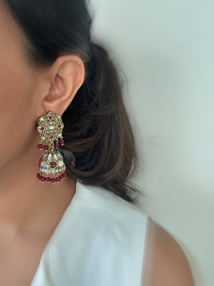 Navratan jhumki earrings