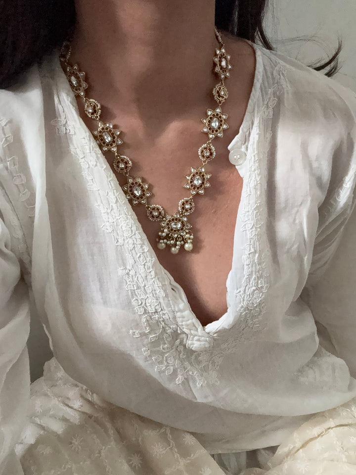 sunflower long strand necklace set