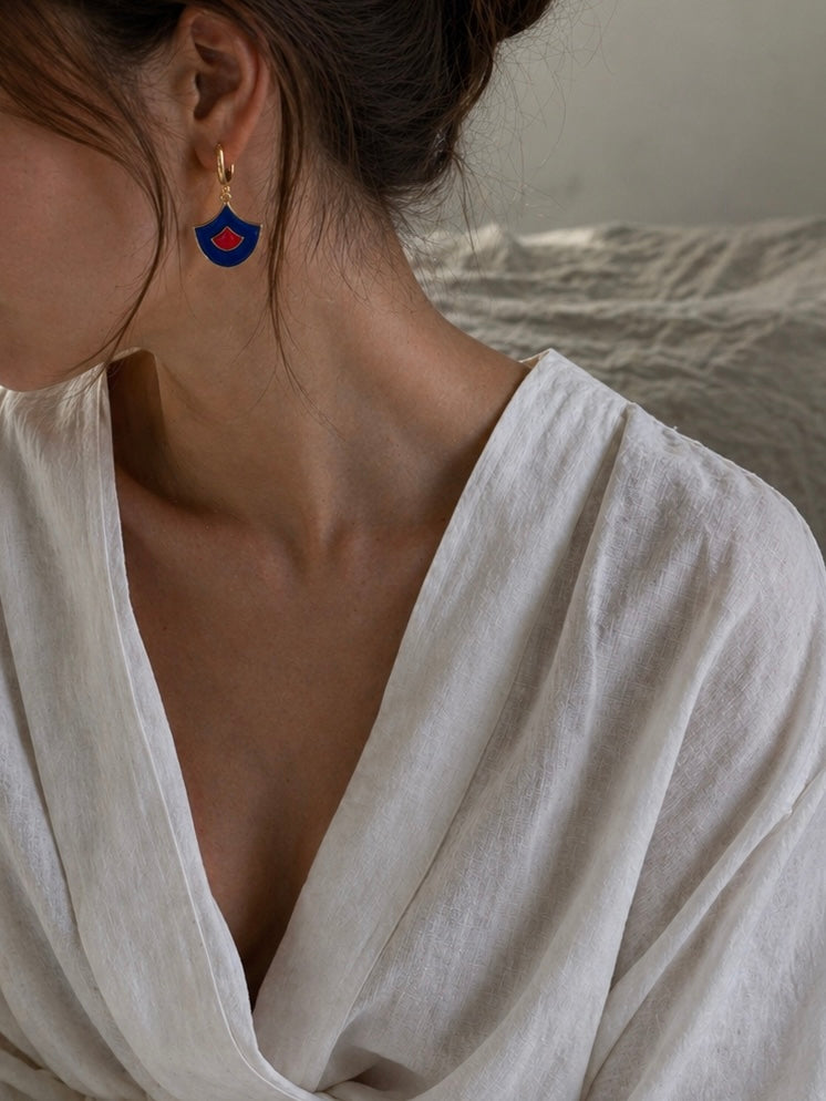 Jaipur art deco blue earrings