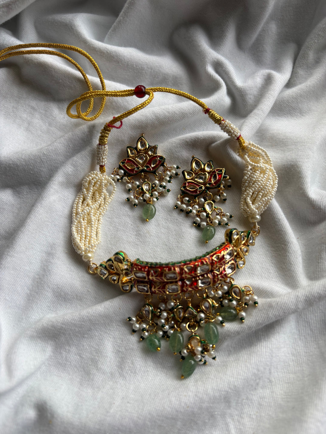 Lamaal 2 Line Choker Necklace Set