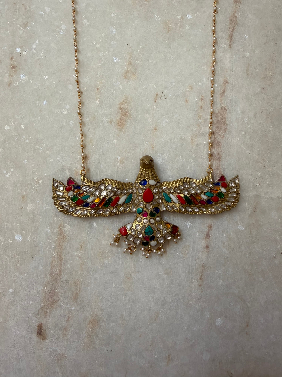 Shloka gem eagle necklace