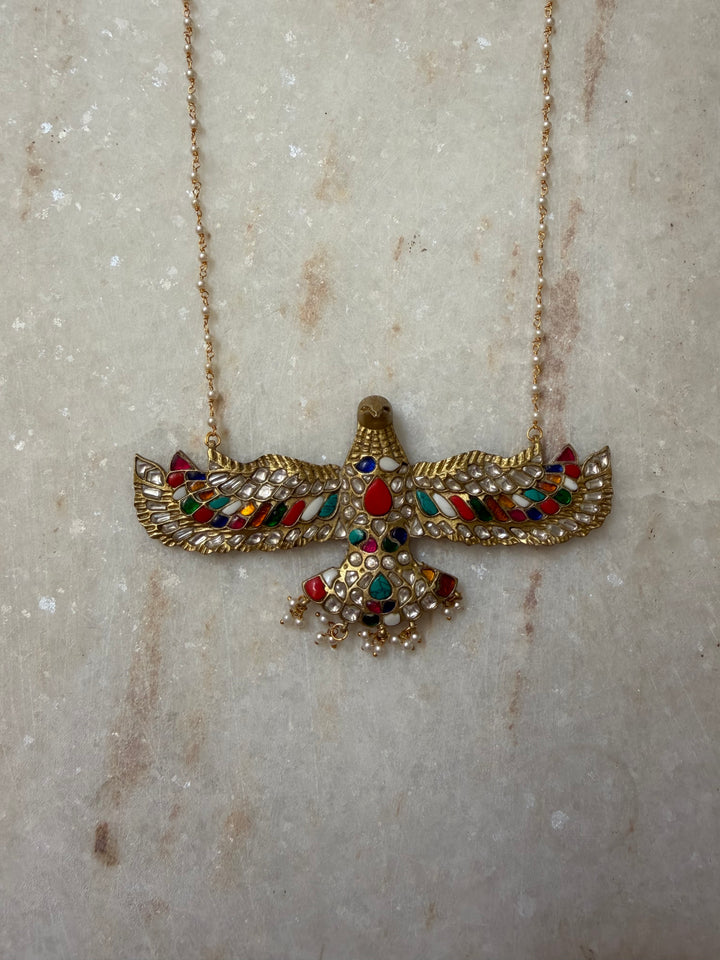Shloka gem eagle necklace
