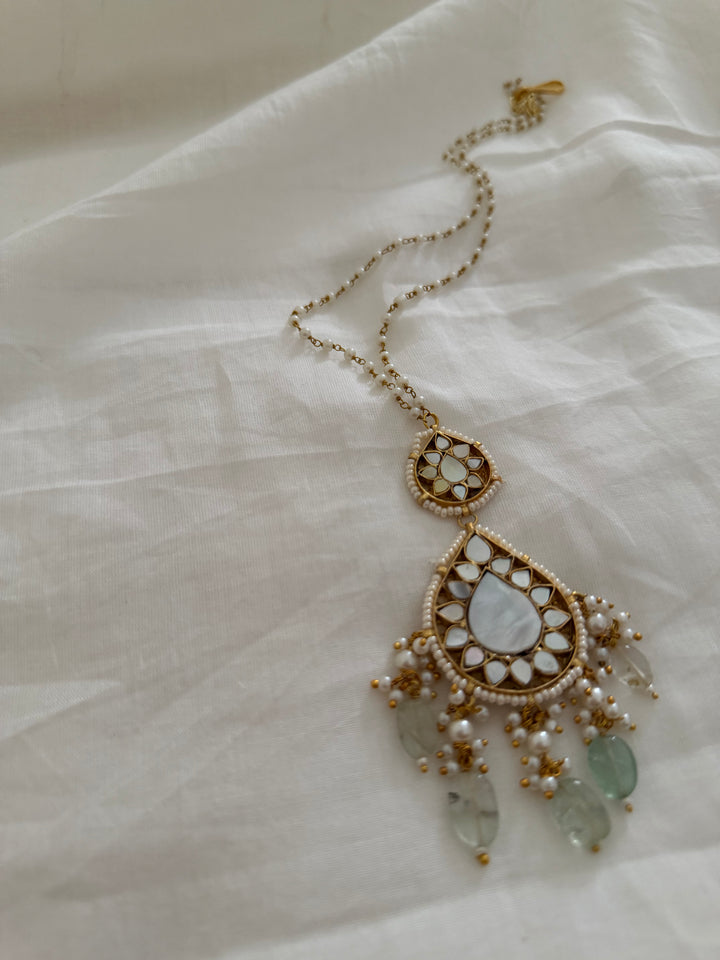 Moon crust drop pendant necklace