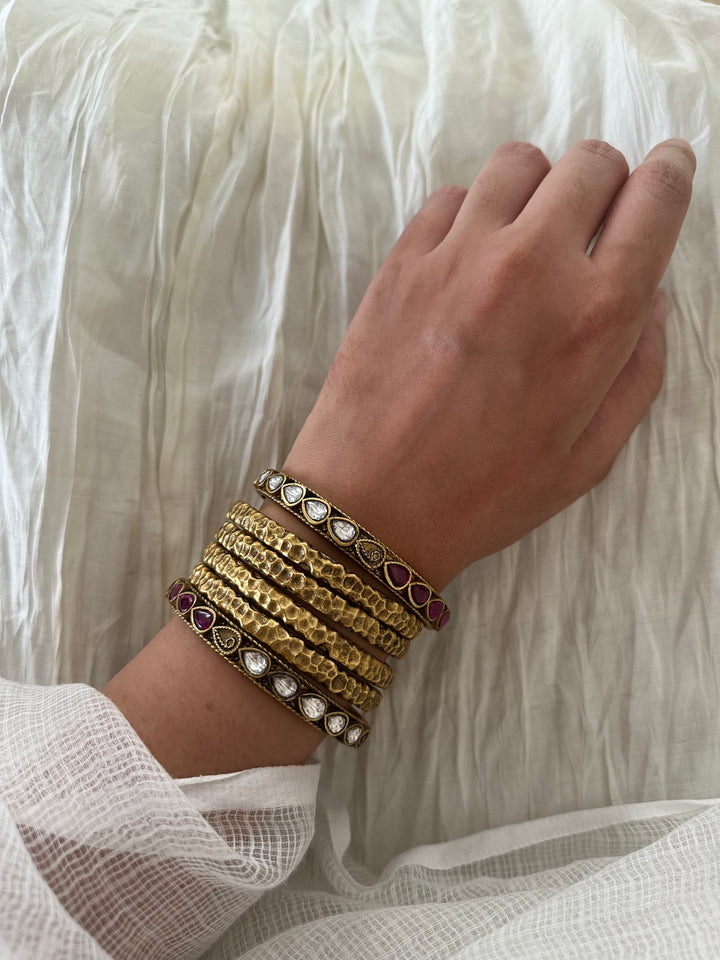 Chunky set of six bangle bracelet