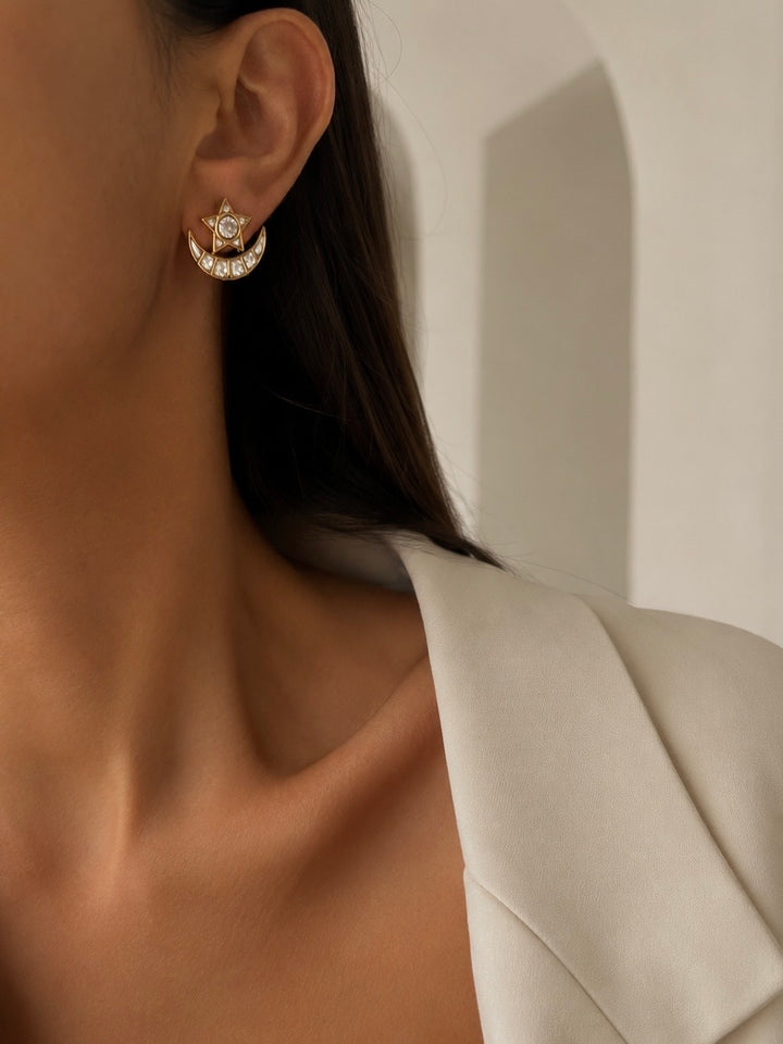 Star crescent earrings