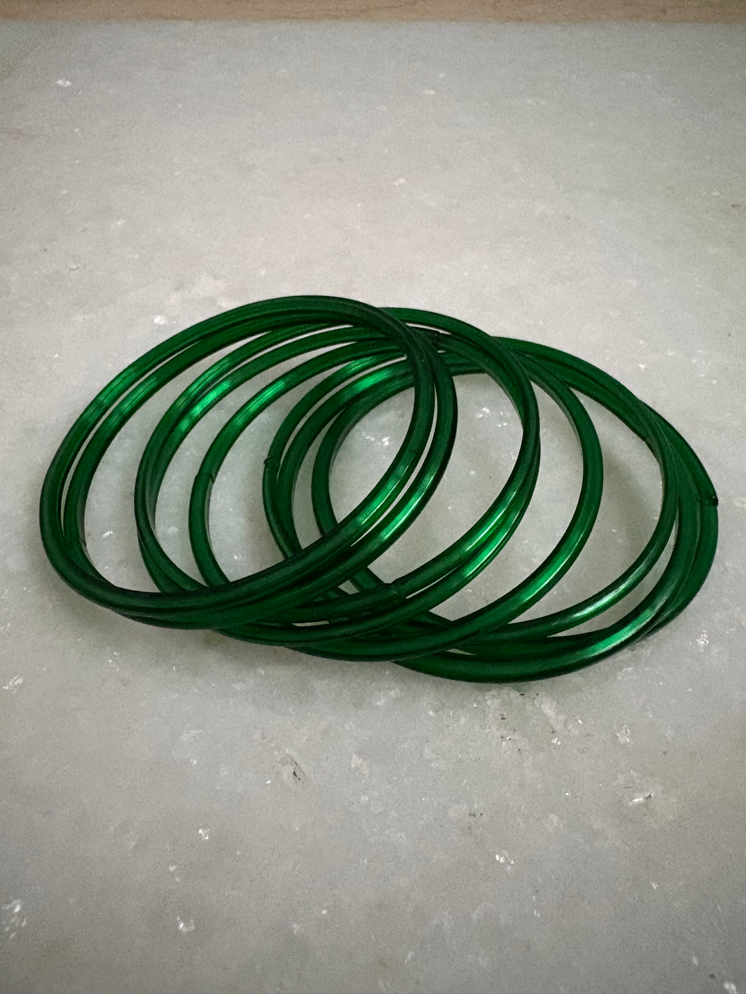 Green glass bangle bracelet