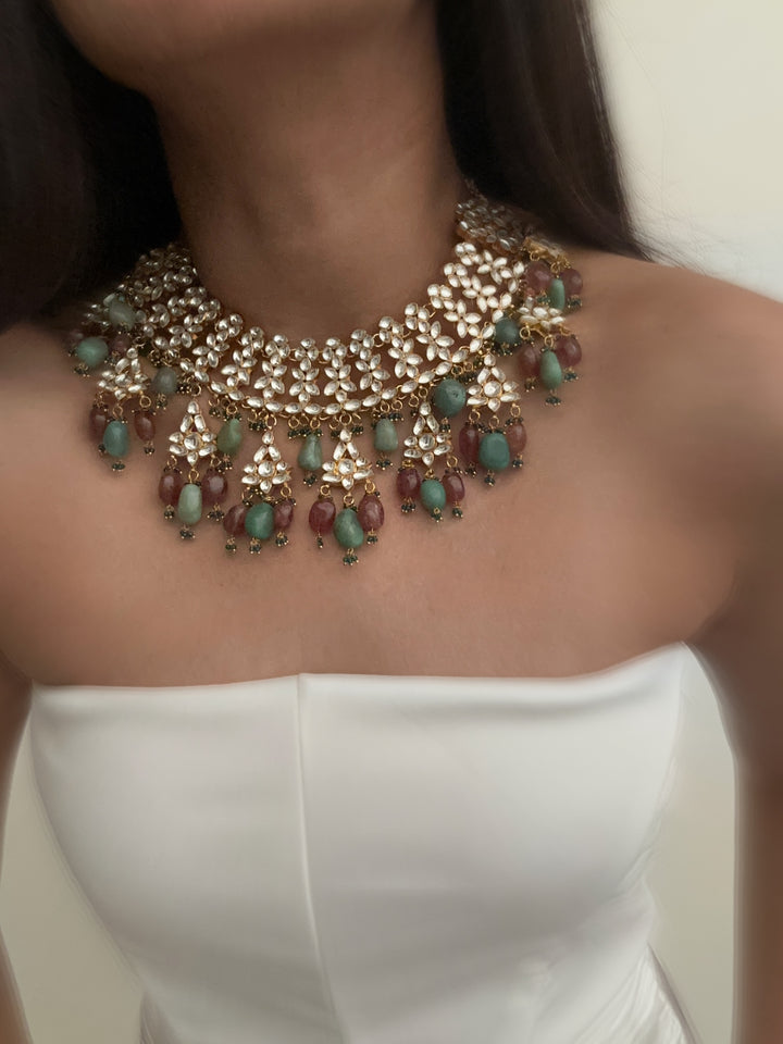 Blossom necklace earring tikka set