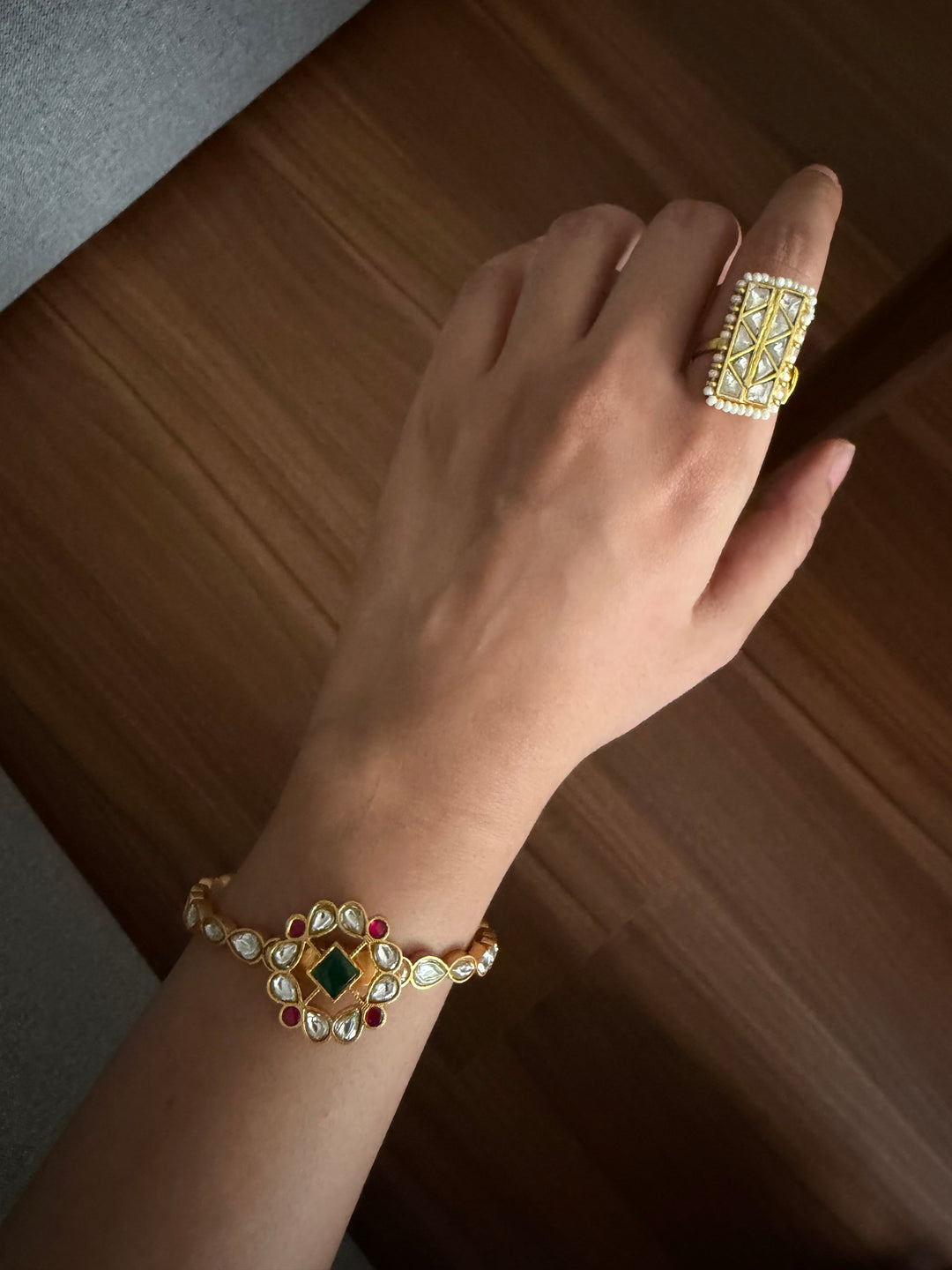 Gulmohar jadau bangle