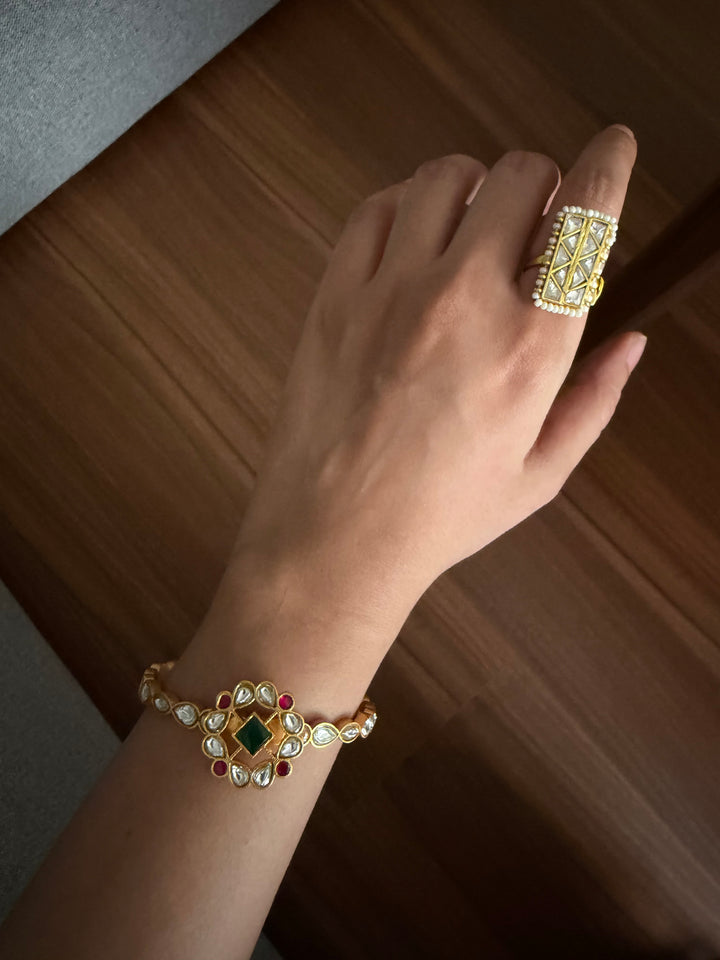Gulmohar jadau bangle
