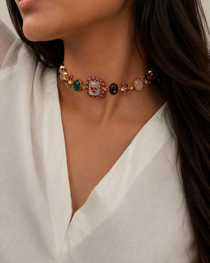 Prehnite multicolor choker