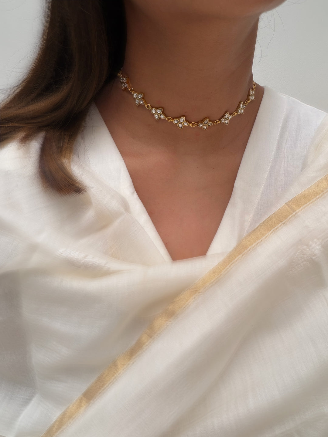 Jalor linear jadau necklace