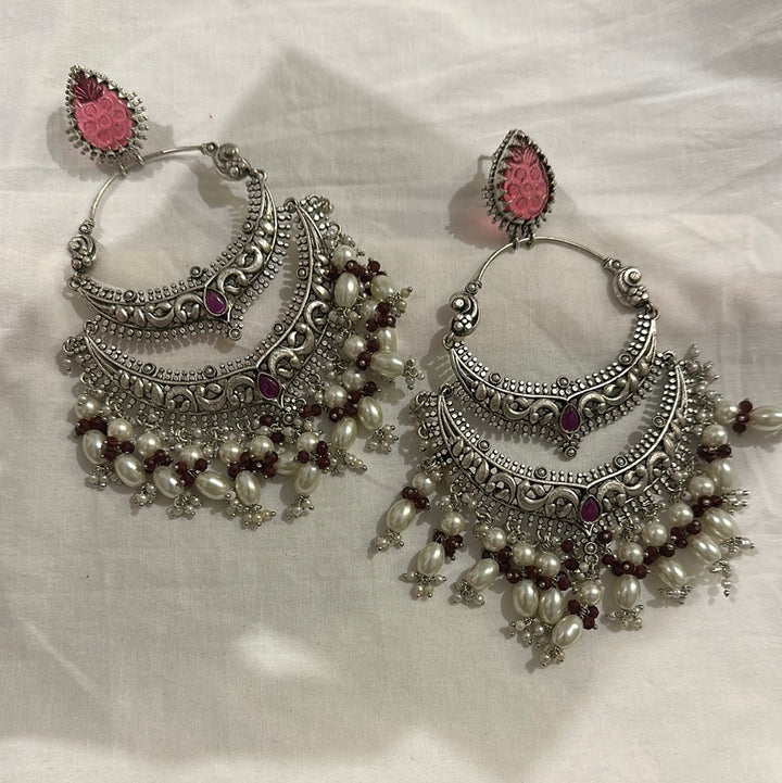 Pink Jhumki Earrings