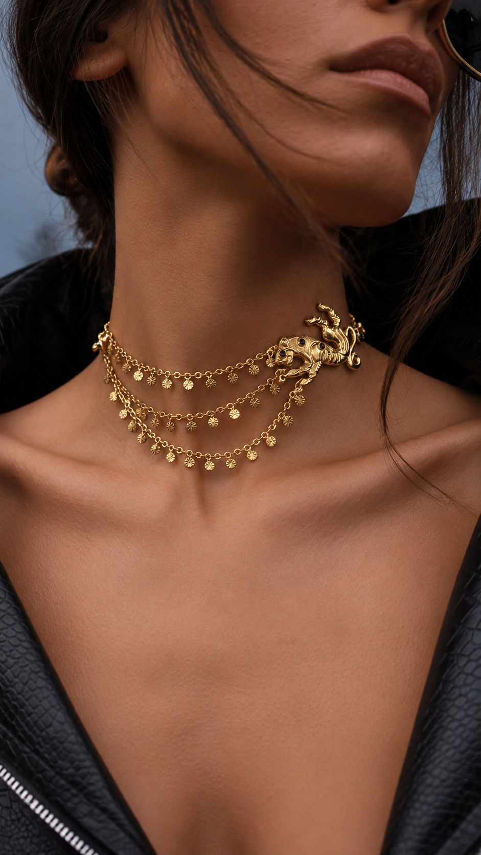 Deer tiger necklace