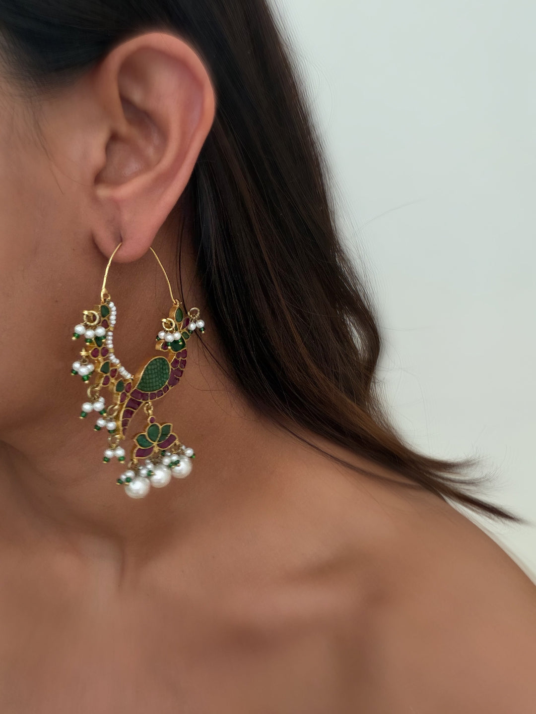 Peacock Multi color jhumka earrings